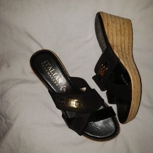 Italian Shoemakers Wedge Slide Sandal Black Size 7